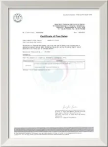 Certificate of Free Sales